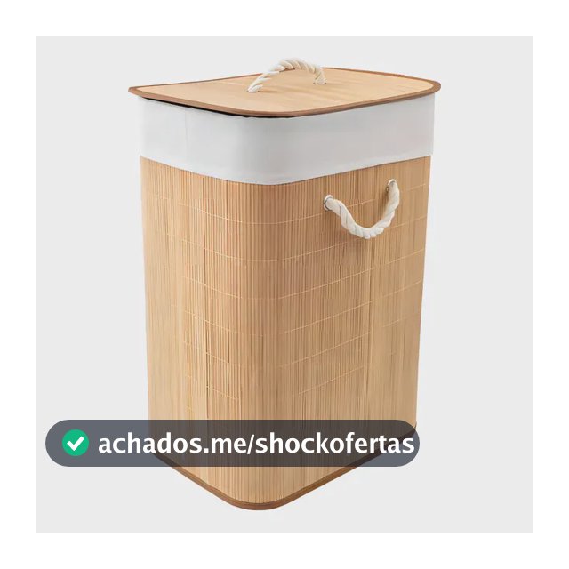 Cesto para Roupas Bambu Dobrável com Tampa Bege 60L Texfine