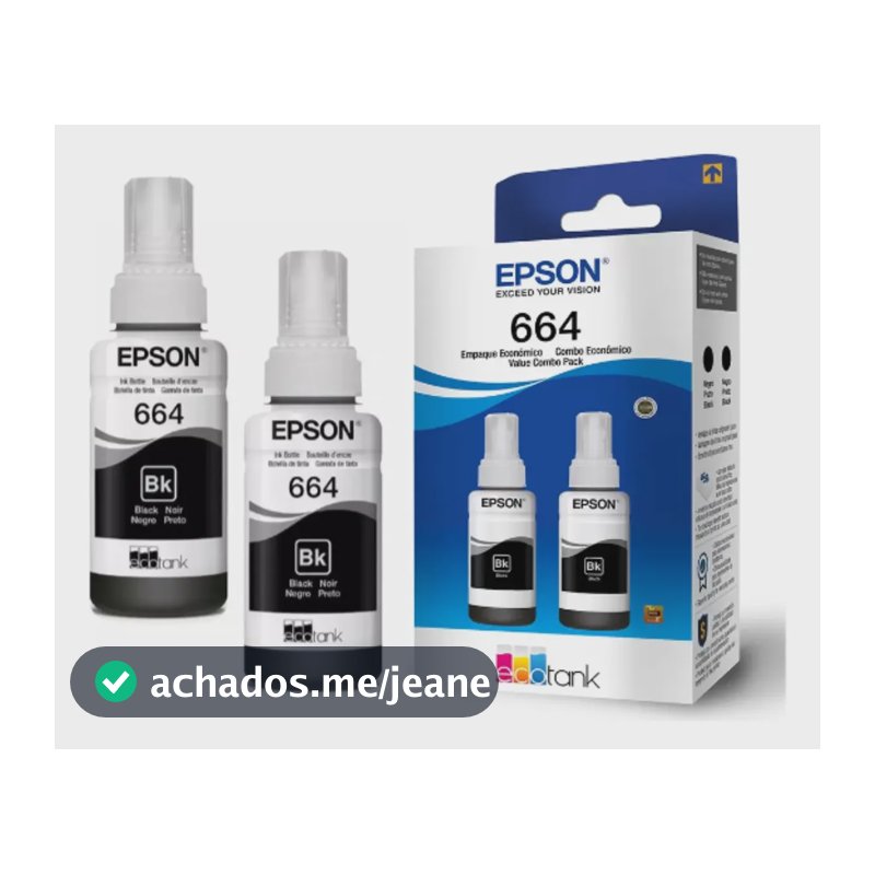 Pack Com 02 Tintas T664 Epson Para L110 L365 L395 L565 Preto Preto