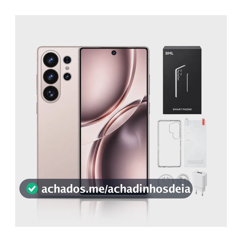Smartphone BML S26 ULTRA 5G - 256 GB de armazenamento + 12 GB de memória RAM, tela AMOLED 1.5K de 28 milhões de pixels com 120 Hz - rosa