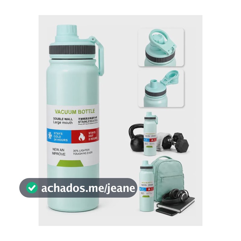 Garrafa Térmica Inox 800ml Antivazamento Squeeze Academia Azul-celeste