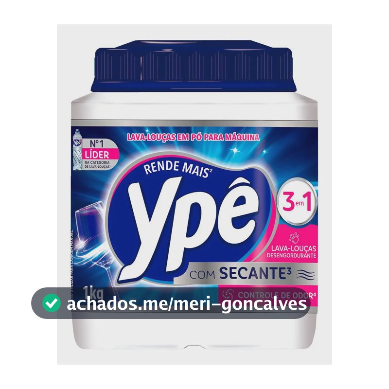 Detergente Lava Louças em Pó para Máquina Ypê 1Kg 3em1 Com Secante