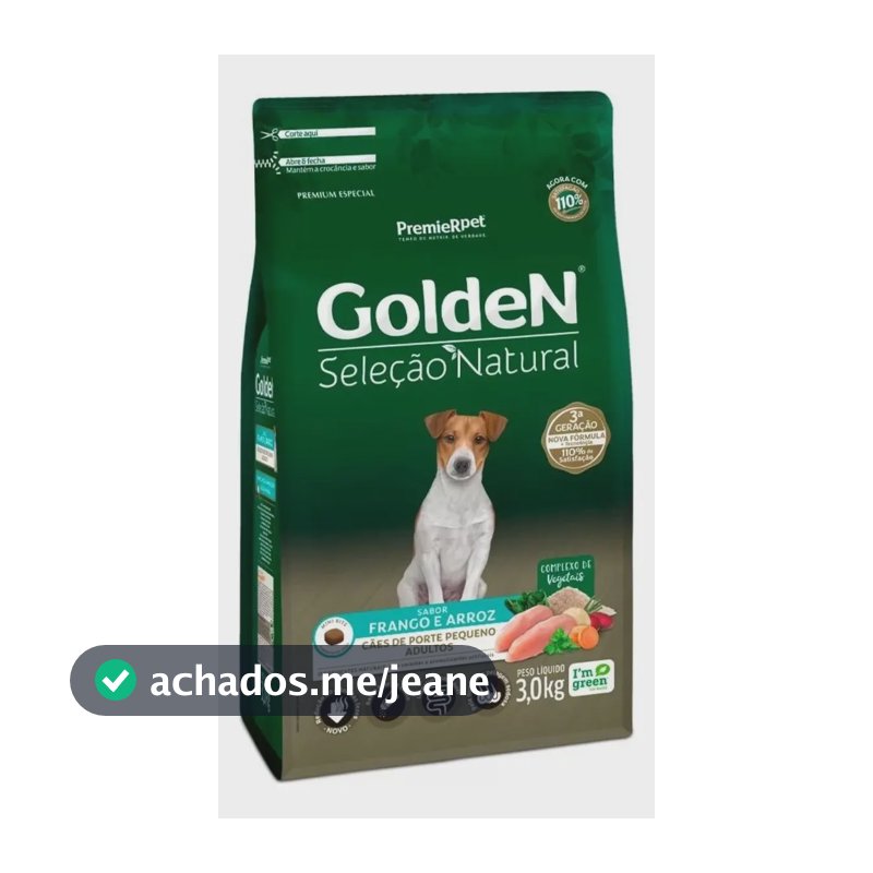 Ração Golden Seleção Natural Cães Adultos Mini Bits - 3kg