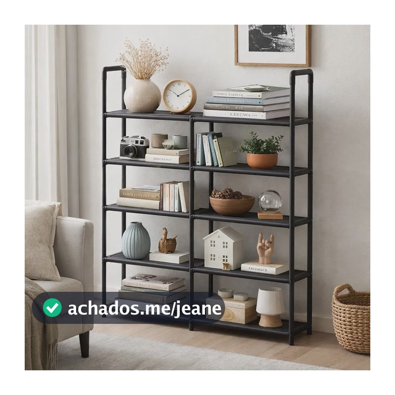 Estante Multiuso 5 Prateleiras Organizador P Diversos Itens Organizar Caixas Acessórios Ou Itens Diversos Preta
