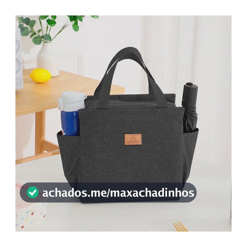 Bolsa Para Marmita Zíper Meimi Amores Preto Nylon Semi Impermeável