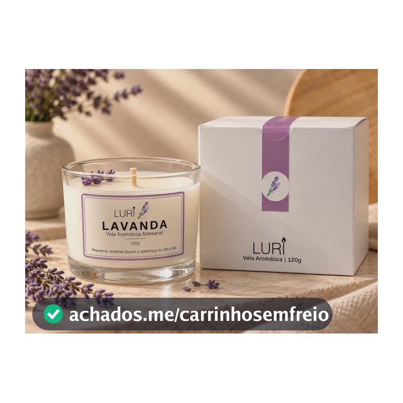 Vela Aromática Lavanda 120g Luri Artesanal Perfumada Branco Luri Lavanda 120 Ml