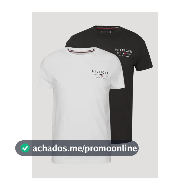 Kit Camisetas Tommy Hilfiger Brand Love Small Preta/braca Preta/branca S/p