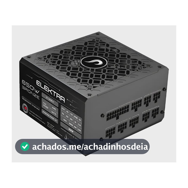 Fonte Gamer Rise Mode Elektra 650w Full Modular Selo Teclab Preto