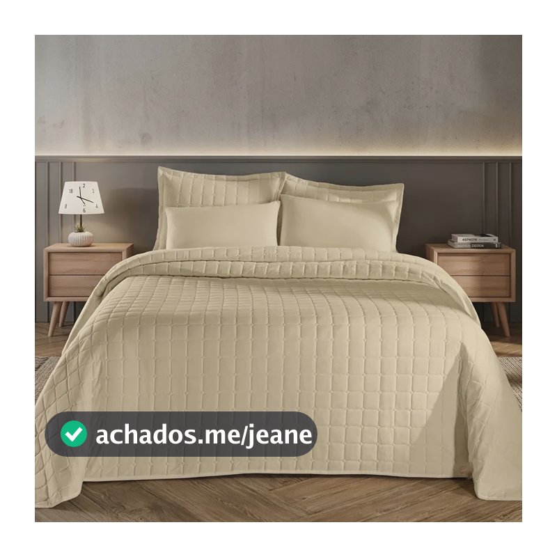 Kit Colcha Cobre Leito Queen Percal 400 Fios Dupla Face 3pcs Cáqui