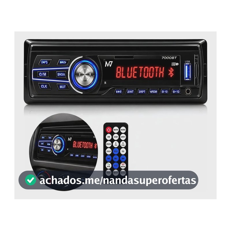Radio Automotivo Bluetooth 7000bt Potente Display Led Usb Fm