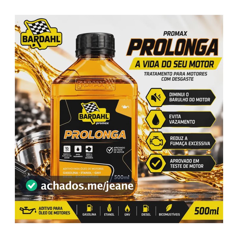 Aditivo Óleo Motores Bardahl Prolonga Para Carros 500ml Orig