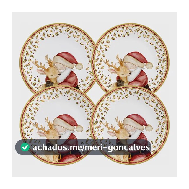 Jogo 4 Pratos De Sobremesa Abraço De Natal Alleanza