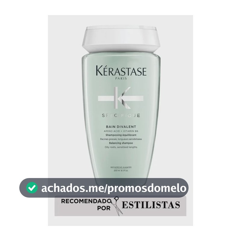 Kérastase Spécifique Bain Divalent Shampoo Antioleosidad, Cabelo Oleoso, com Aminoácidos, Vitamina B6 e Mentol, Reduz Odores, Nutre desde a Raiz, 250 ml