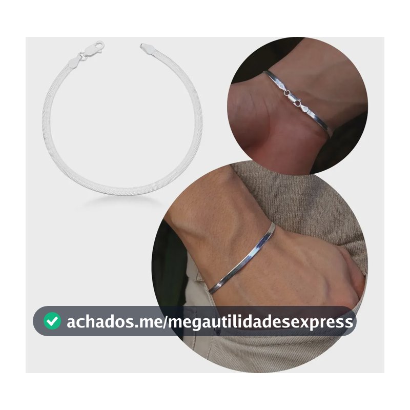 Pulseira Prata 925 Laminada 3mm Masculina Argennti Prateado