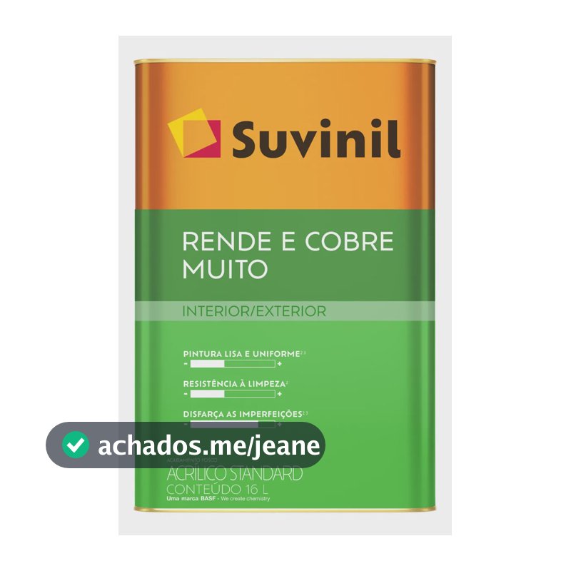 Tinta Rende & Cobre Muito 16l + Cores Suvinil B148 Papel Picado Fosco