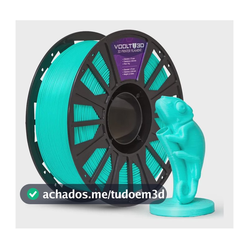 Filamento PLA Verde Tiffany Turquesa 1Kg Voolt3D Impressoras Peças 3D Fabricação Nacional