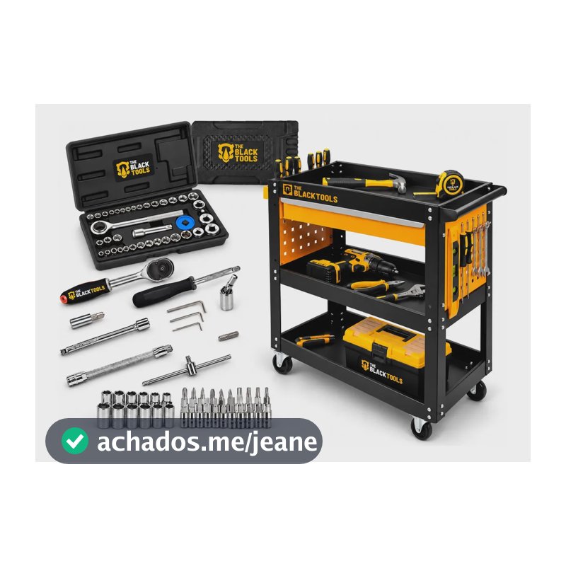 Gabinete Carrinho De Ferramentas Com Jogo 40 Peças Preto