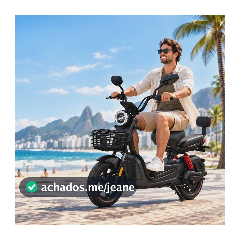 Bike Scooter Moto Eletrica Bateria Litio 1000watts 60km Aut. Preta 22