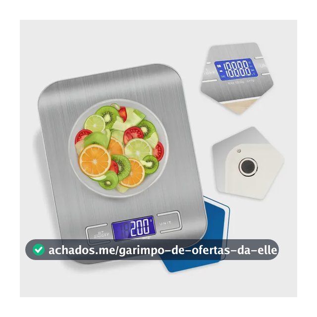 Balança Digital Cozinha Fitness Inox 10kg Alimentos Visor Grande Alta Precisão Pesar Dieta Portátil Profissional E Domestico Confeitaria Nutricional Ingredientes Foods Comida Prateada Pilha Nixzen