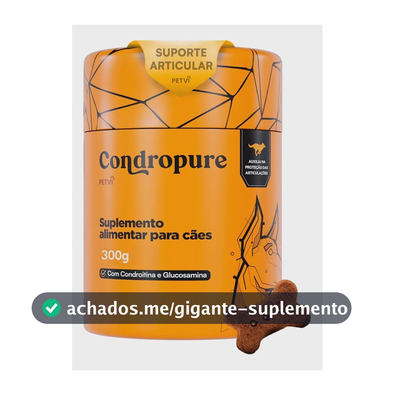 Petvi Condropure Suplemento para Cães com Condroitina e Glucosamina, Biscoito Saboroso para Ossos e Articulações de Cachorros Adultos e Idosos 300g