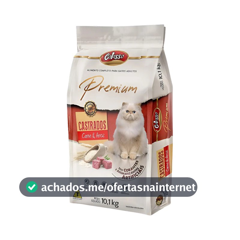 Ração Colosso Gato Castrado Adulto Carne e Arroz 10,1 Kg