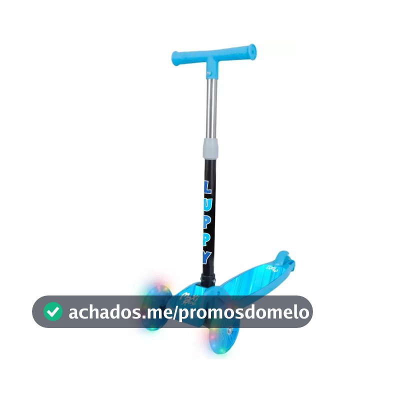 Patinete Infantil 3 Rodas Led Dobrável Luppy Azul Maxi Toys