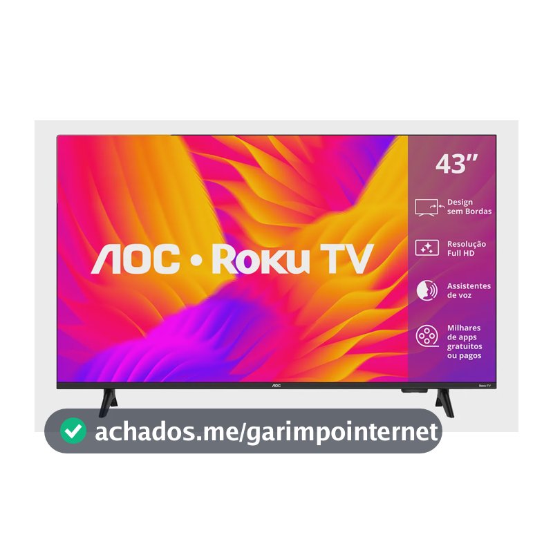 Smart Tv Aoc Led 43 Full Hd Wi-fi Roku Tv Sem Bordas