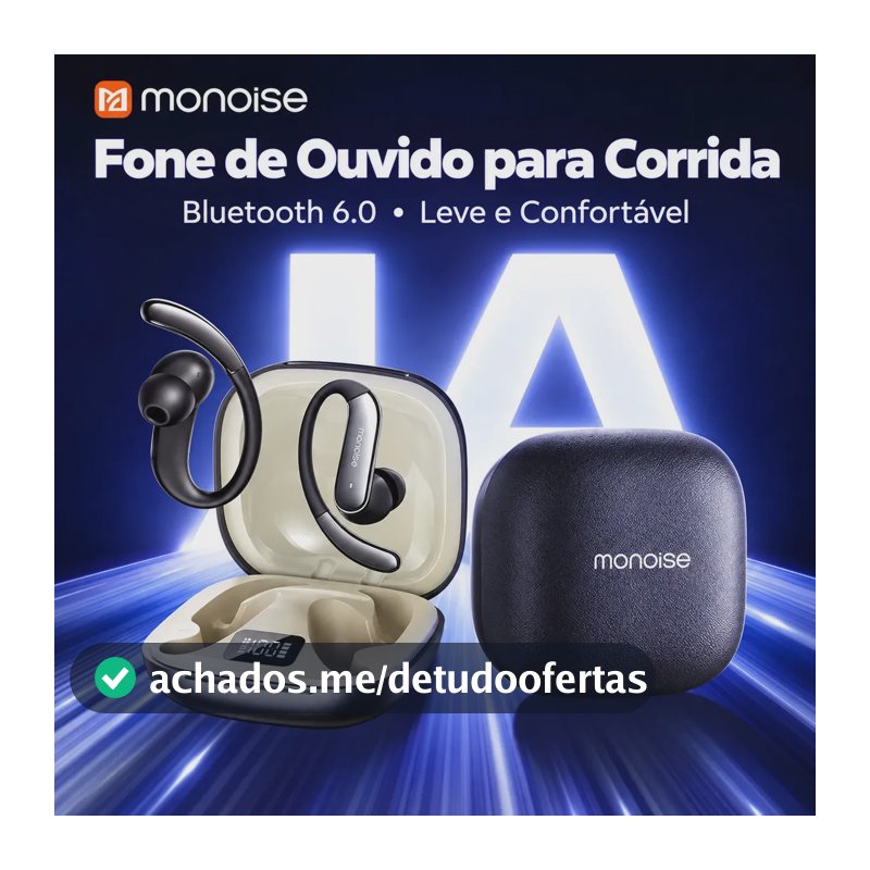 Fone de Ouvido Monoise P-Q16 com Cancelamento de Ruído e Microfone ENC, Esportivo sem Fio para Corrida