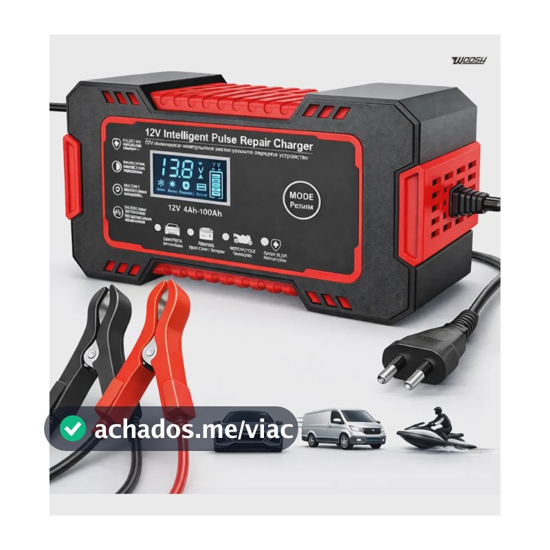 Carregador Inteligente De Bateria Automotiva 12v 6a Bivolt Recupera Baterias 4ah A 100ah Todos Veículos Moto Carro Caminhão Barco Woosh