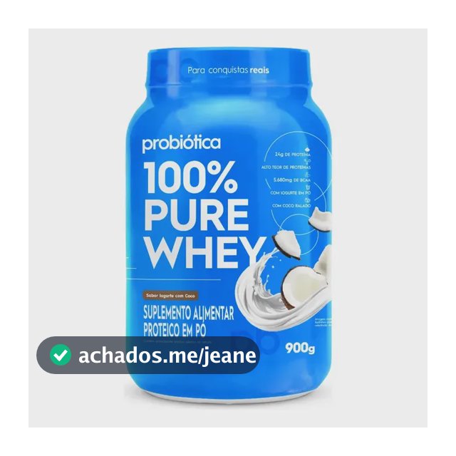 Suplemento Whey Concentrado Probiótica 100% Pure Whey sabor iogurte com coco x 900g