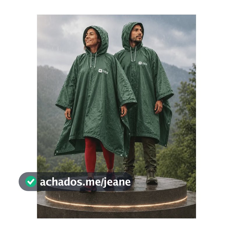 Capa De Chuva Capuz Corda Ajustavel Impermeável Resistente Verde Grande Liso