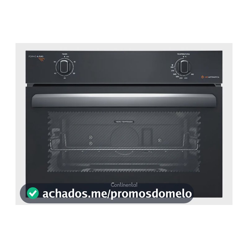 Forno de Embutir a Gás Continental 50L TOPLimpaFácil OC4GM Cor Preto