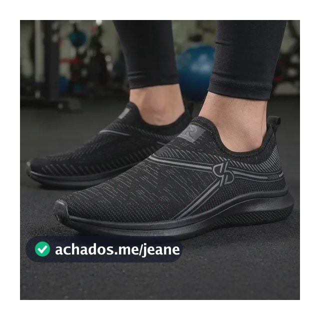 Tênis Masculino Meia S/ Cadarço Slip On Fácil Calça Academia Preto 37 Br