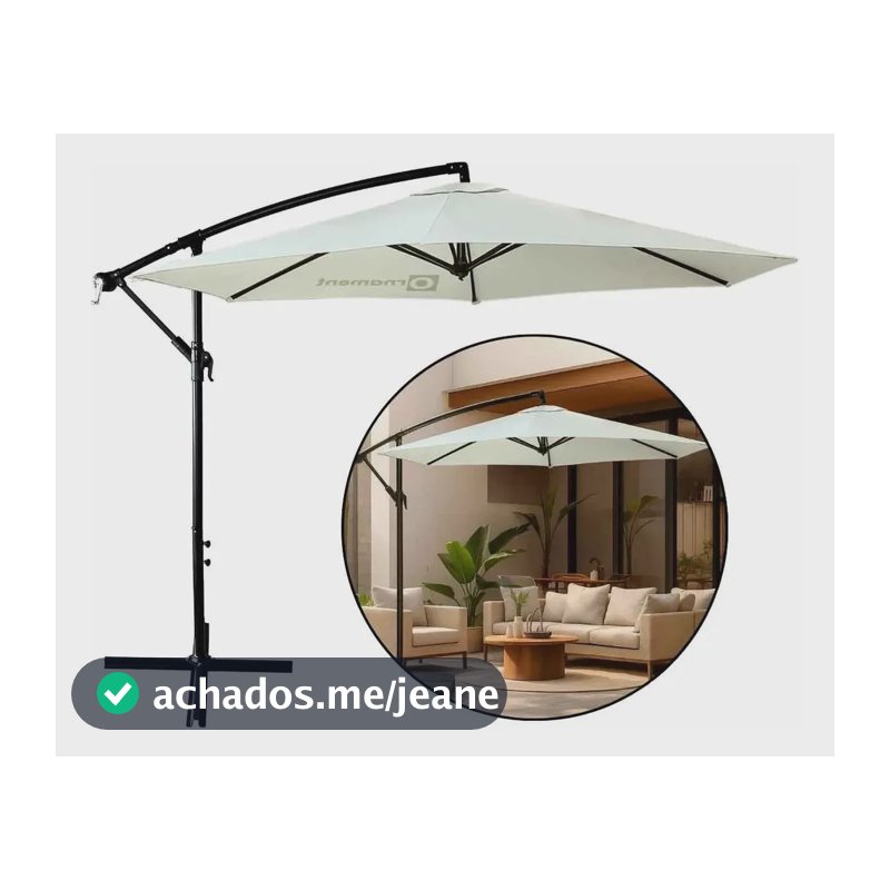 Ombrelone Articulado 3m Ornament OJO-3 Proteção UV Bege Lateral