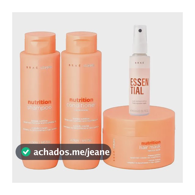 Kit Braé Stages Nutrition Shampoo,cond,másc + Essential 60ml