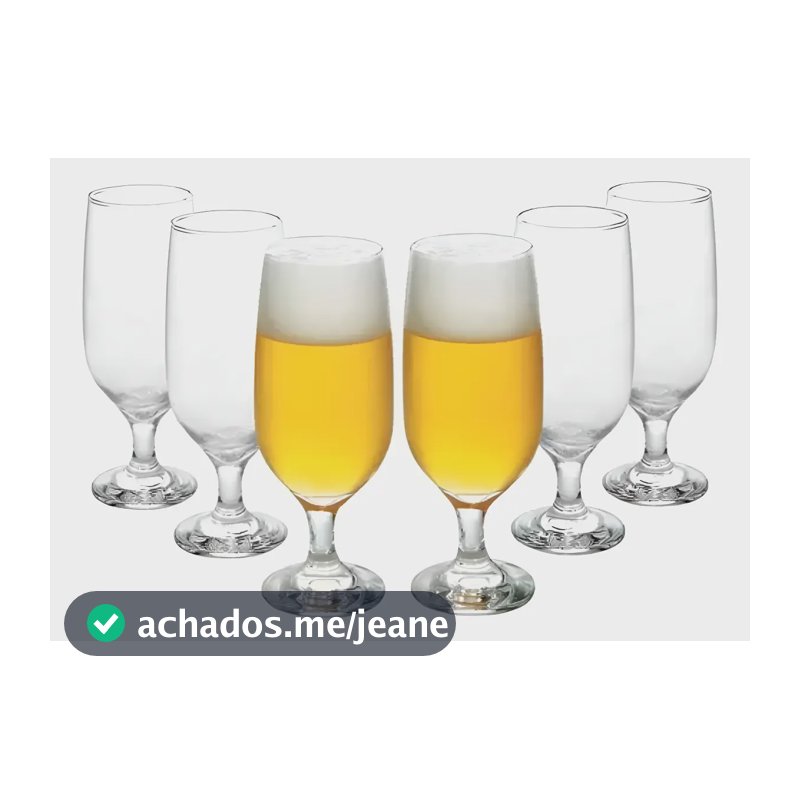 Jogo 6 Taças Cerveja Chopp Cristal 300ml Vidro Transparente Line
