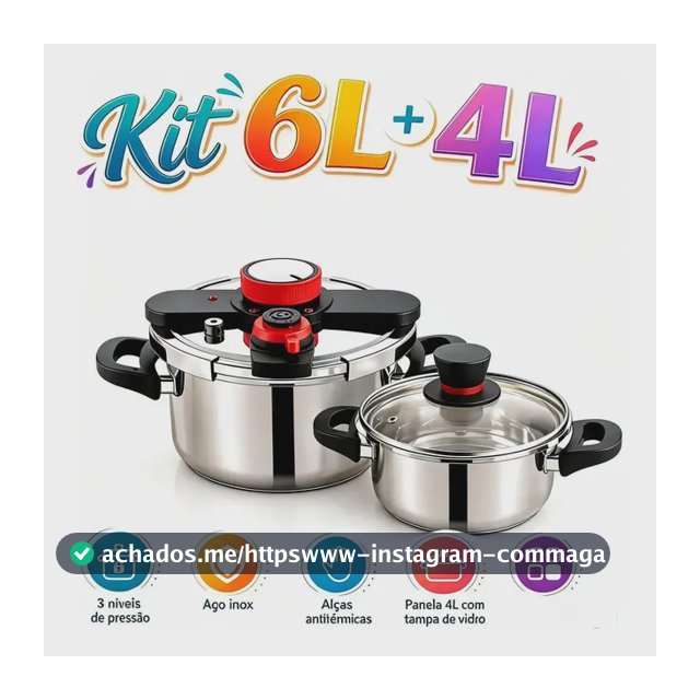 Panela De Pressão 2 Em 1 Com Dupla Camada E Três Velocidades Prata4l+6l