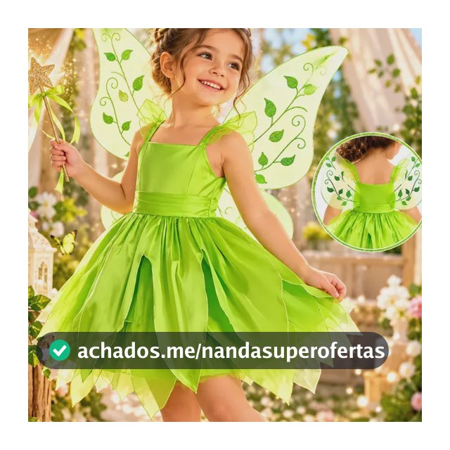 Fantasia Sininho Infantil Menina Vestido E Asas Carnaval