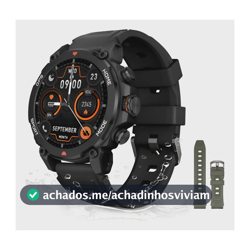 Smartwatch Aurafit G6 Tático Com GPS e AMOLED 1.43" Preto
