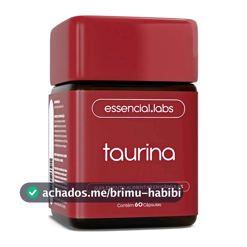 TAURINA com 1000mg por Dose - Fórmula Exclusiva com Máxima Concentração e Absorção - 60 Cápsulas