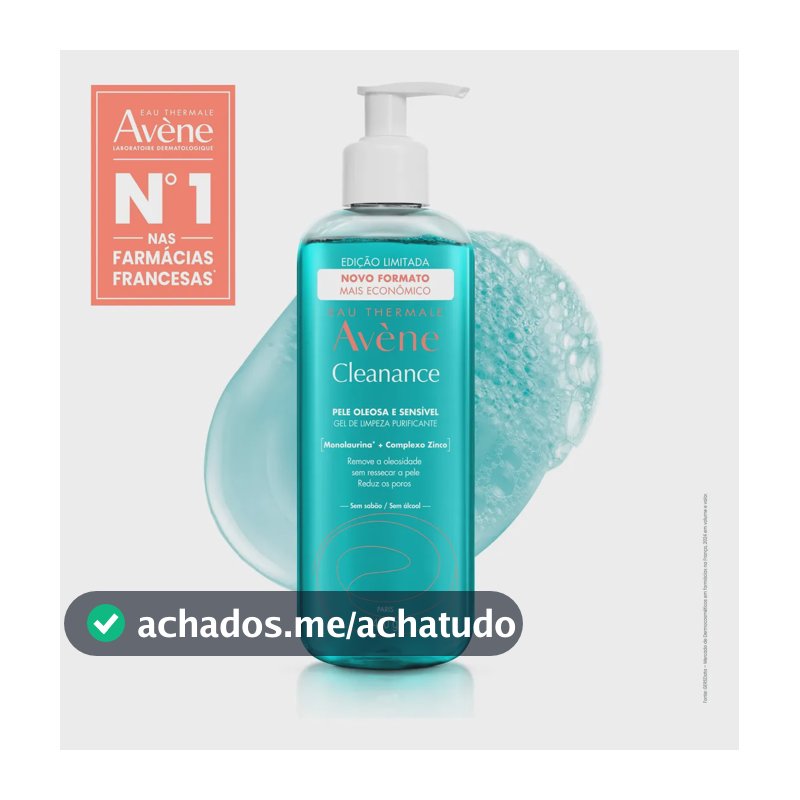 Gel de Limpeza Facial Purificante Avène Cleanance Pele Oleosa e Sensível 400g