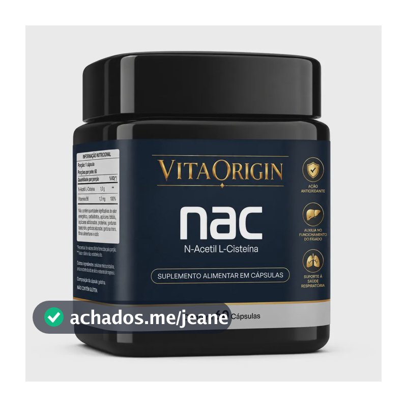 NAC 600mg - Fórmula Exclusiva com Máxima Concentração e Pureza - N-Acetil L-Cisteína - 60 Cápsulas