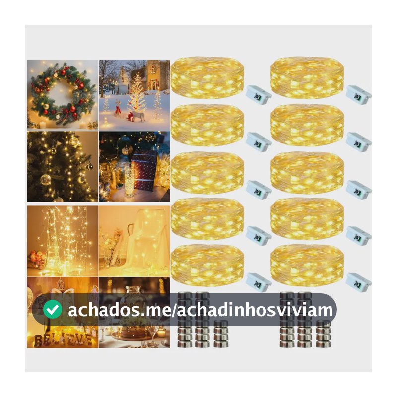 Kit 10 Fio Fada Lph Decoração Iluminação Casamento Festas Artesanato Luzes De Fada Led 2m 20 Leds Luz Branco Quente Cordão Luz Pisca Pisca Árvore De Natal