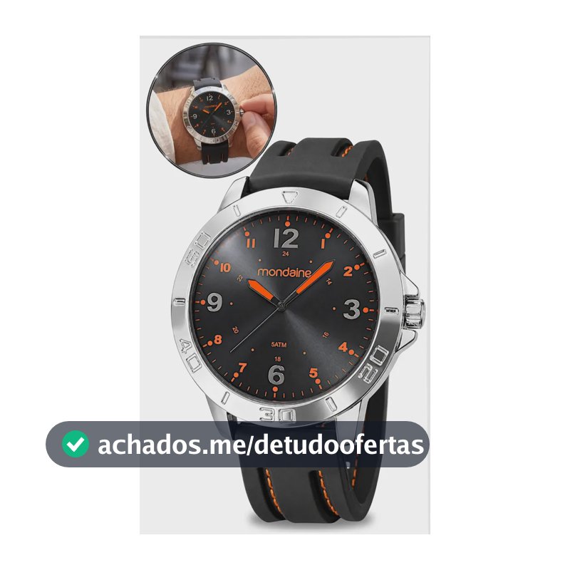 Relógio Mondaine Masculino Analógico A Prova D'água Original Preto Prateado