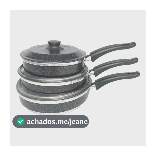 Jogo De Frigideiras Com Tampa Conjunto 3 Peças Tam 18 20 22 Cor Preto