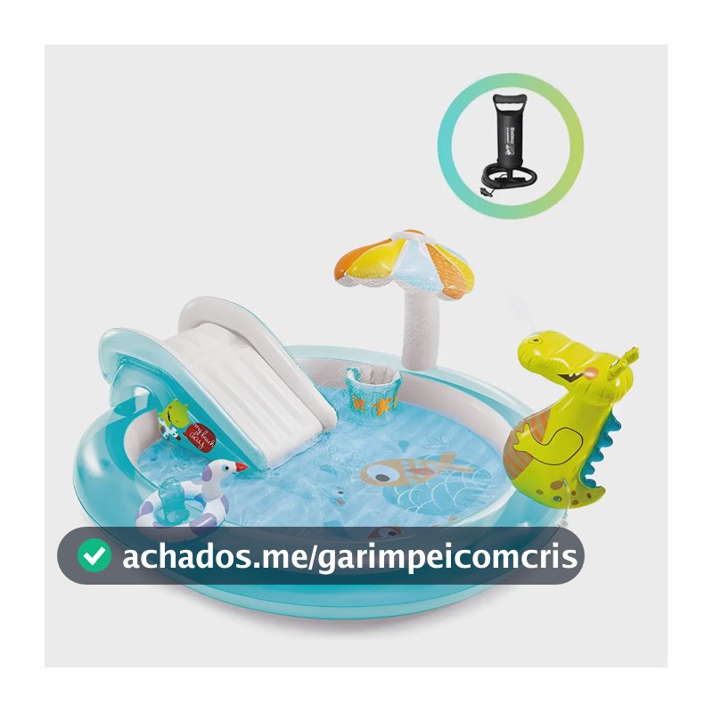 Piscina Playground Jacaré Esguicha Água 180 L Bomba Gratis Azul