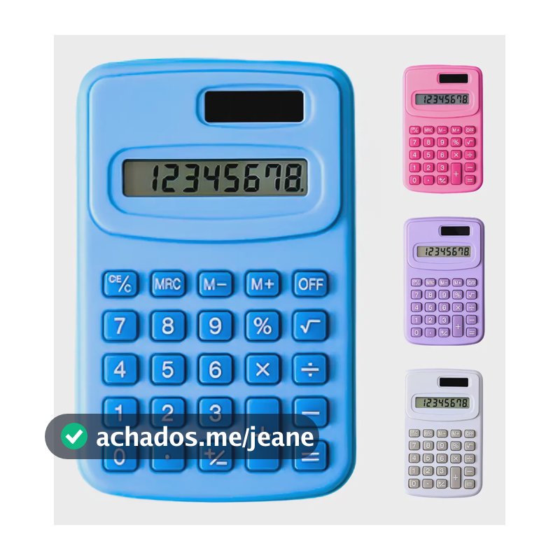 Mini Calculadora Eletrônica De Bolso Pequena Portátil Escola Azul-claro