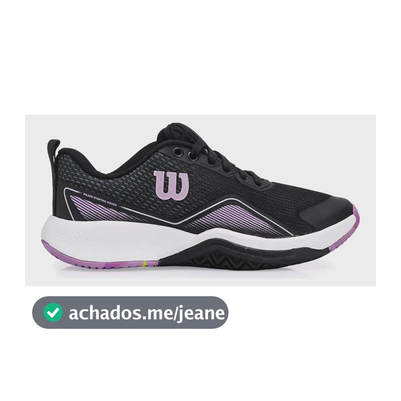Tênis Wilson Court P/ Jogar Tennis Feminino Original Oferta Preto/lilas/vd Cítrico Liso 35