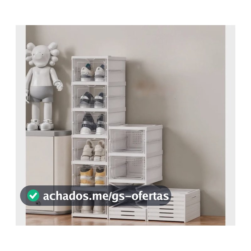 Sapateira Vertical Empilhável 6 Pares Organizador De Calçados Modular Branco Caixa de Tênis Fácil Montagem