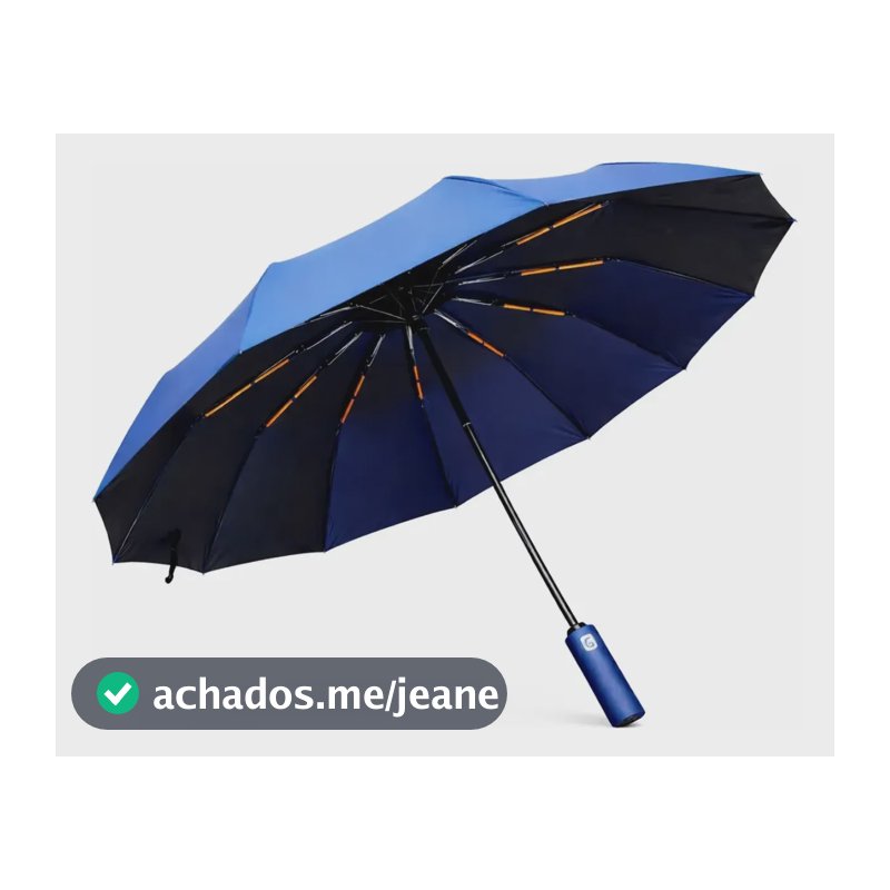 Guarda-chuva Automático Reforçado Com Proteção Uv Blackout Azul Escuro Liso