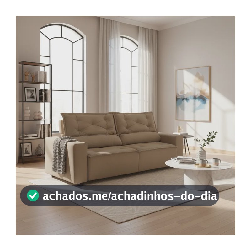 Sofá Retrátil Reclinável C Molas 1,50m Livia Suede Cappucino Bege Suede